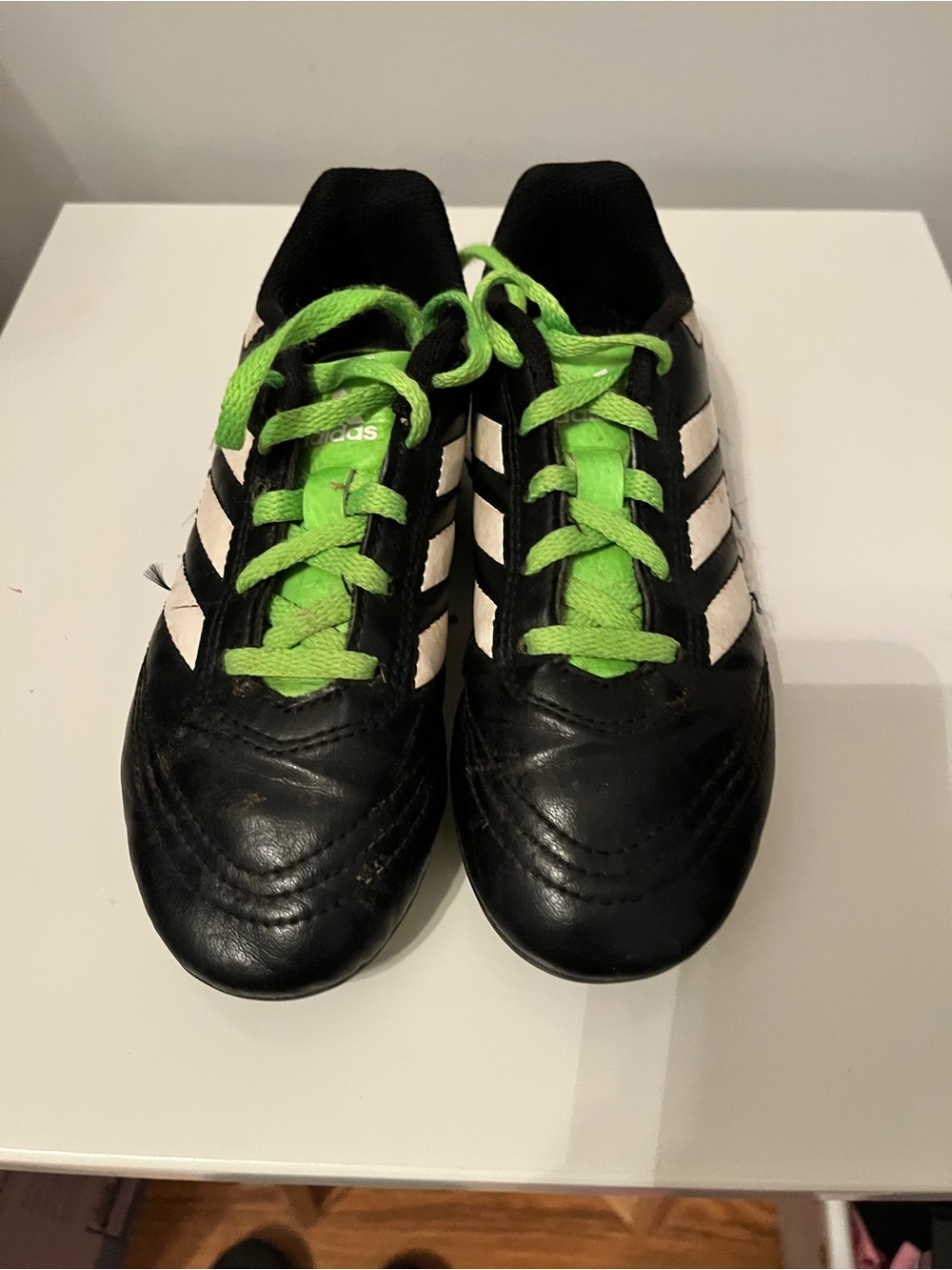 adidas Kids Black & Neon Green Soccer Sneakers